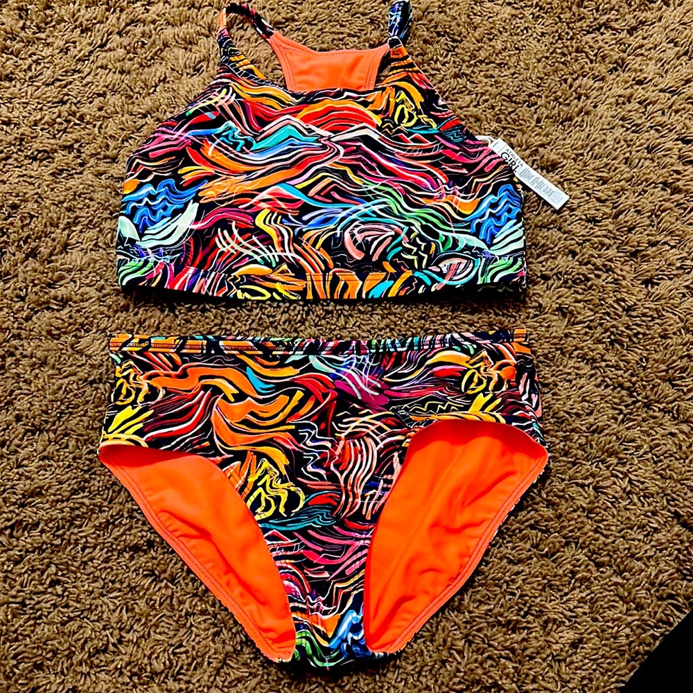 Athleta Blue and Orange Bikini Swimwear